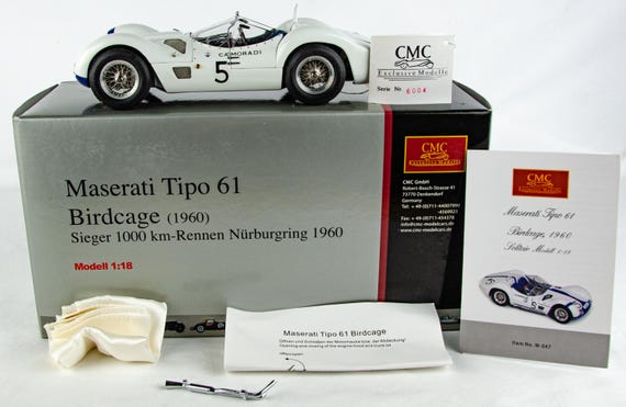 CMC 1960 Maserati Tipo 61 Birdcage White German 1:18 Scale Diecast