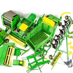 1960s to 1970s Ertl 1/16 John Deere Tractor Implement Lot Hay Baler Combine Plow