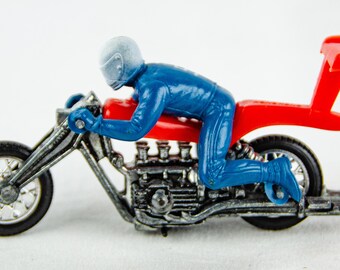 1970s Hot Wheels Mattel Rrrumblers Red High-tailer Blue Rider