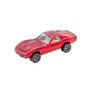 Vintage Hot Wheels Redline Custom Corvette Red w/ White Interior US
