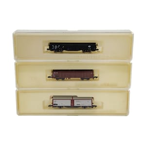 Marklin Mini-Club Gondola & Box Car 1:220 Z Scale Model Train Freight Car 3P Lot