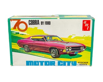 Vintage AMT 1970 Ford Cobra Motor City 1/25 Model Car Kit Rare X854 100