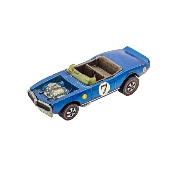 Vintage Hot Wheels Redline Light My Firebird Blue W/ Dark Brown