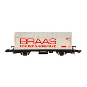 Rzadki zabytkowy Marklin Mini-Club German Z Scale White Braas Das Dach Container Car