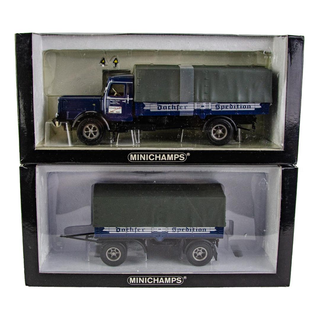 MINICHAMPS Büssing 8000S トラック Minichamps Buessing 8000 S Canvas Truck & Trailer Dachser 1:43
