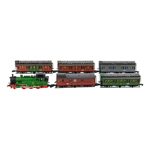 Locomotora de vapor/vagón de pasajeros Marklin Mini-Club 8104, escala Z, de fabricación alemana, estilo vintage.