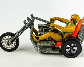 1970s Hot Wheels Mattel Rrrumblers Orange Torque Chop W/rider