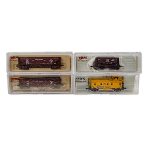 Atlas Schotterwagen & Caboose 1:160 N Modellbahn Güterwagen 4P Lot