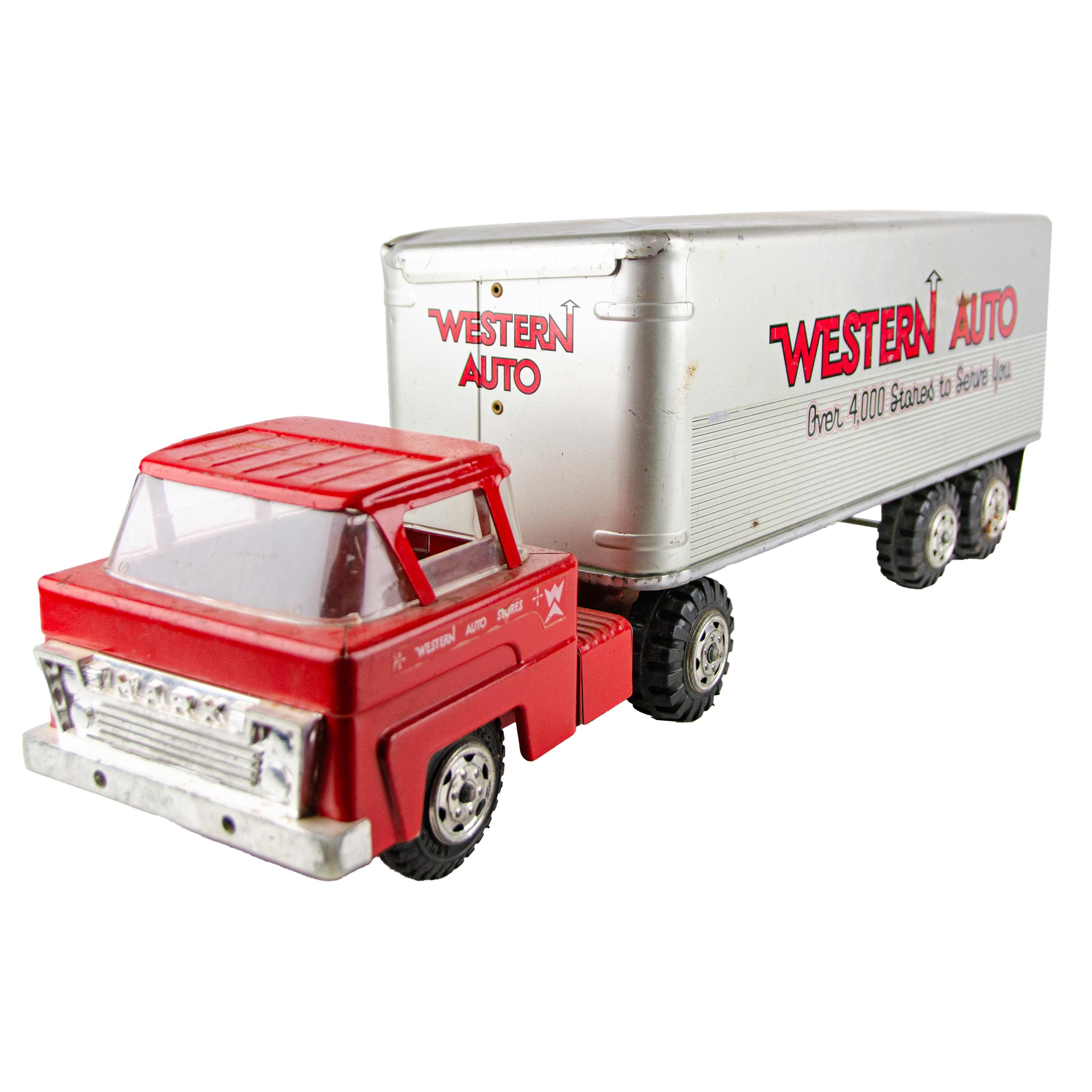 Vintage 1950s Pressed Steel Marx Western Auto Tractor Trailer