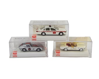 Busch Chevrolet Caprice Ford Mustang Ferrari GTO 1:87 Scale Model Car 3P Lot