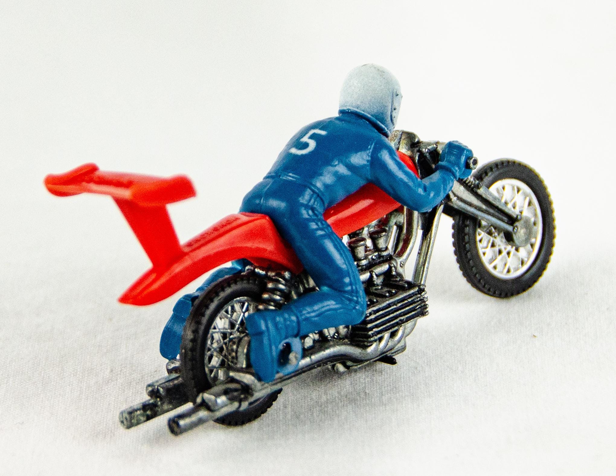 1970s Hot Wheels Mattel Rrrumblers Red High-tailer Blue Rider