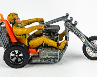 1970s Hot Wheels Mattel Rrrumblers Orange Torque Chop W/rider