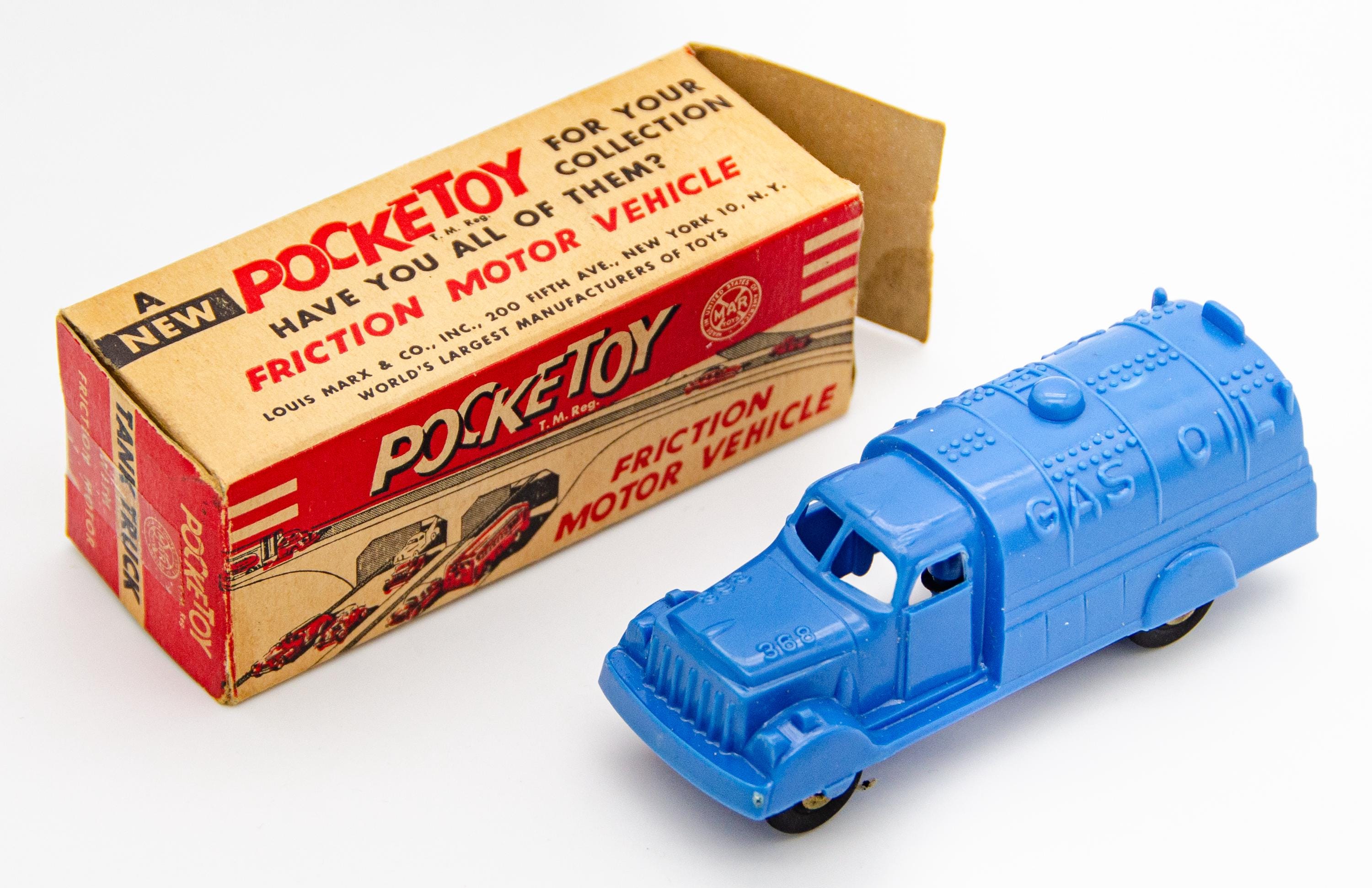 Vintage 1950s Marx Toys Friction Car Pocketoy Tank Truck Blue W Original Box Etsy