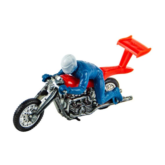 1970s Hot Wheels Mattel Rrrumblers Red High-tailer Blue Rider