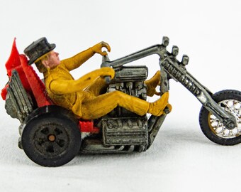 Hot Wheels Hot Wheels RRRumblers MOTOR⑩ 1970s Hot Wheels Mattel Rrrumblers Red Torque Chop W/ Rider