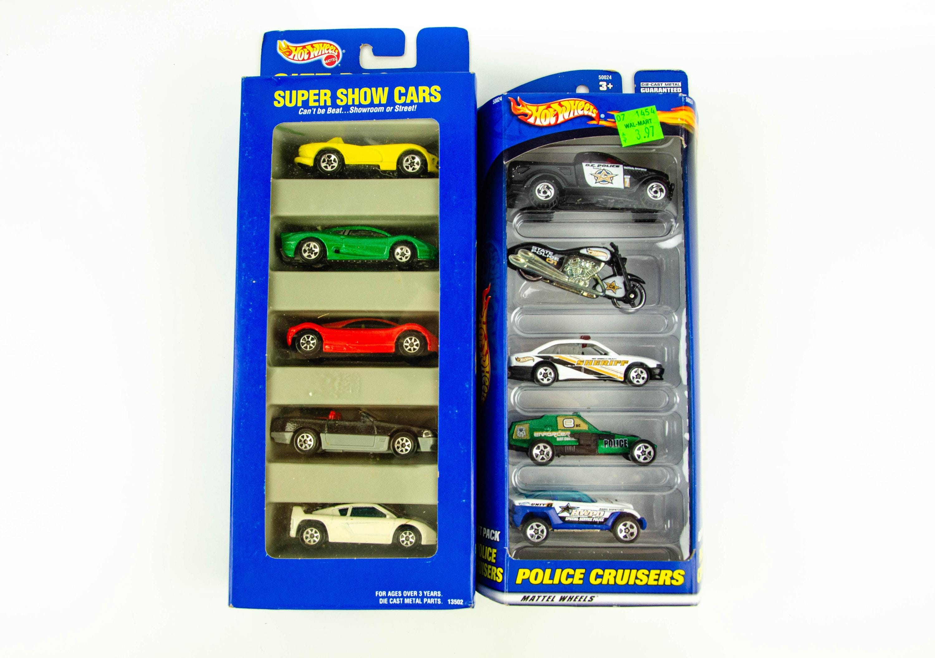 Vintage 1995 Hot Wheels 5 Car Gift Pack Lot Super Show Cars 2000 Police Cruisers