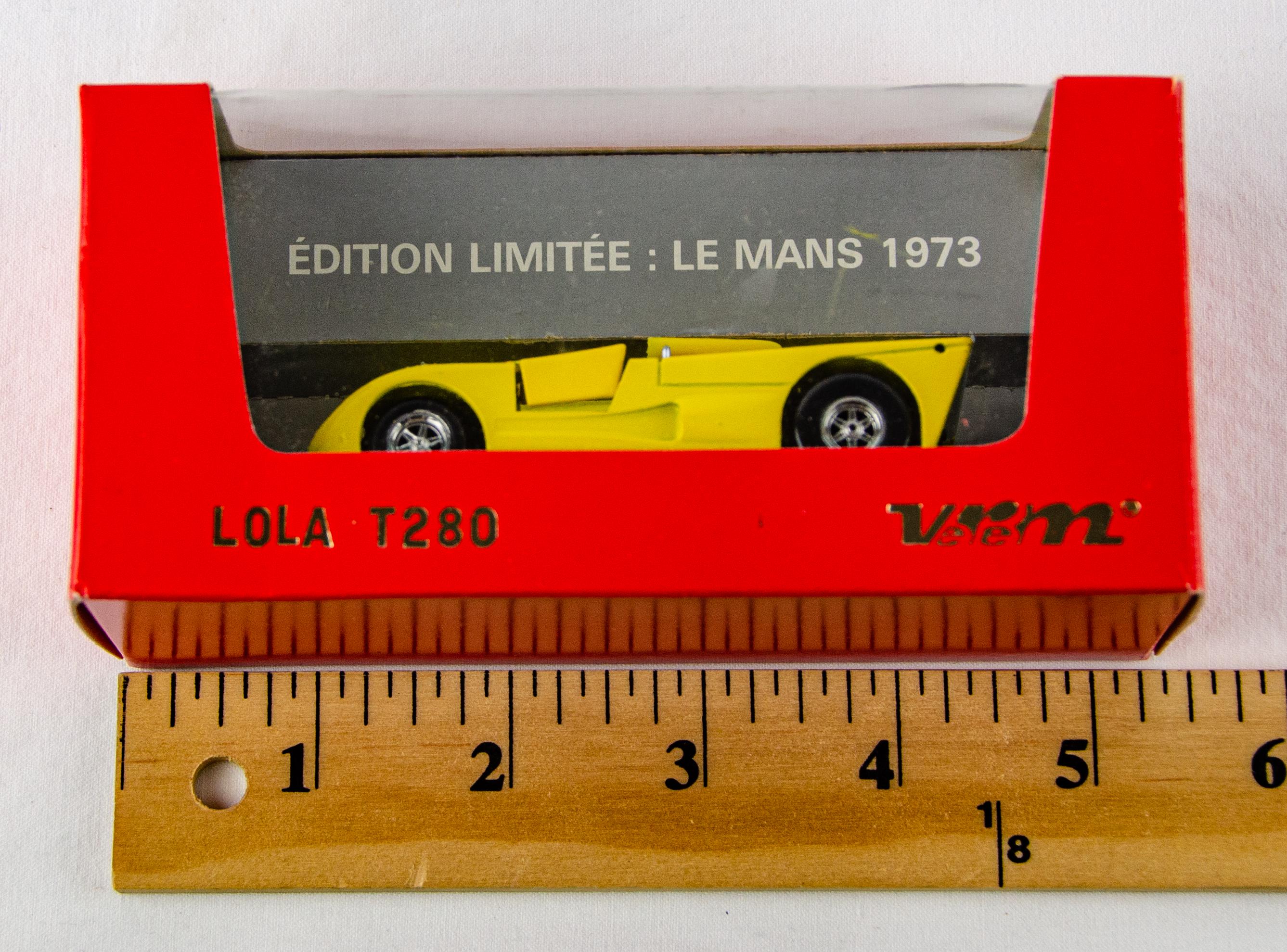 Modèle Réduit Verem 1/43 - Lola T280 #61, 24 Heures Du Mans 1973, Jaune - Occasion Comme Neuf