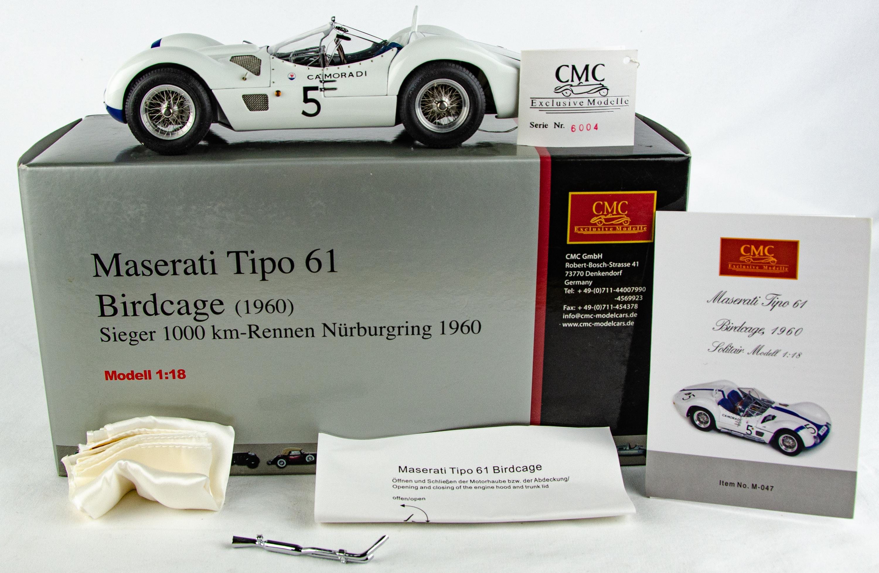 CMC 1960 Maserati Tipo 61 Birdcage White German 1:18 Scale Diecast