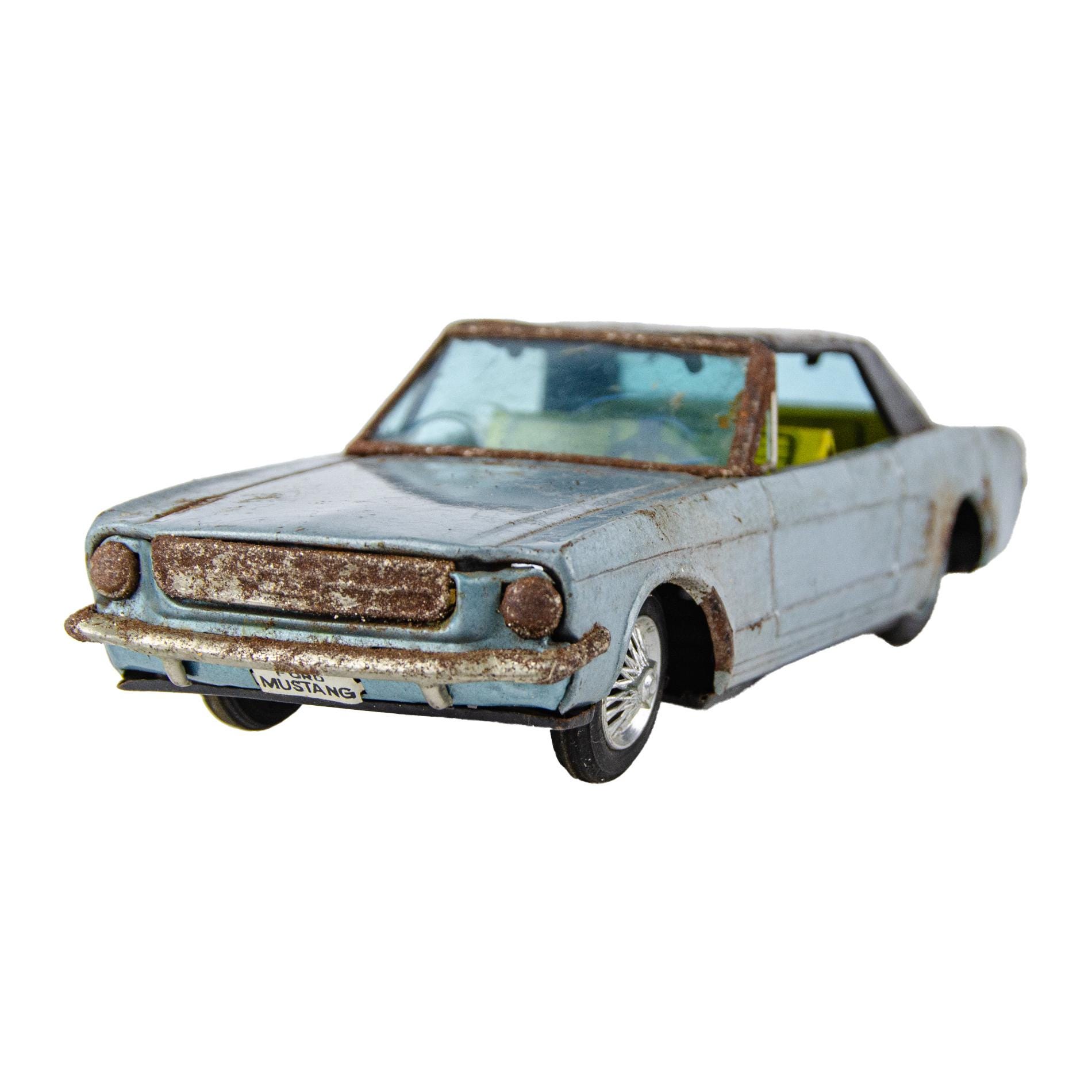 旧バンダイ【 フォード マスタング青】ブリキ自動車 tin toy car 箱付