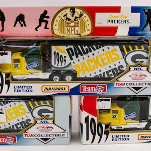 NFL Diecast Tractor Trailer Truck Matchbox 1995 Green Bay Packers 1/80 Lot of 3