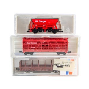 Fleischmann Aztec Roco 1:160 N Model Train Freight Box Hopper Flat Cars 3P Lot