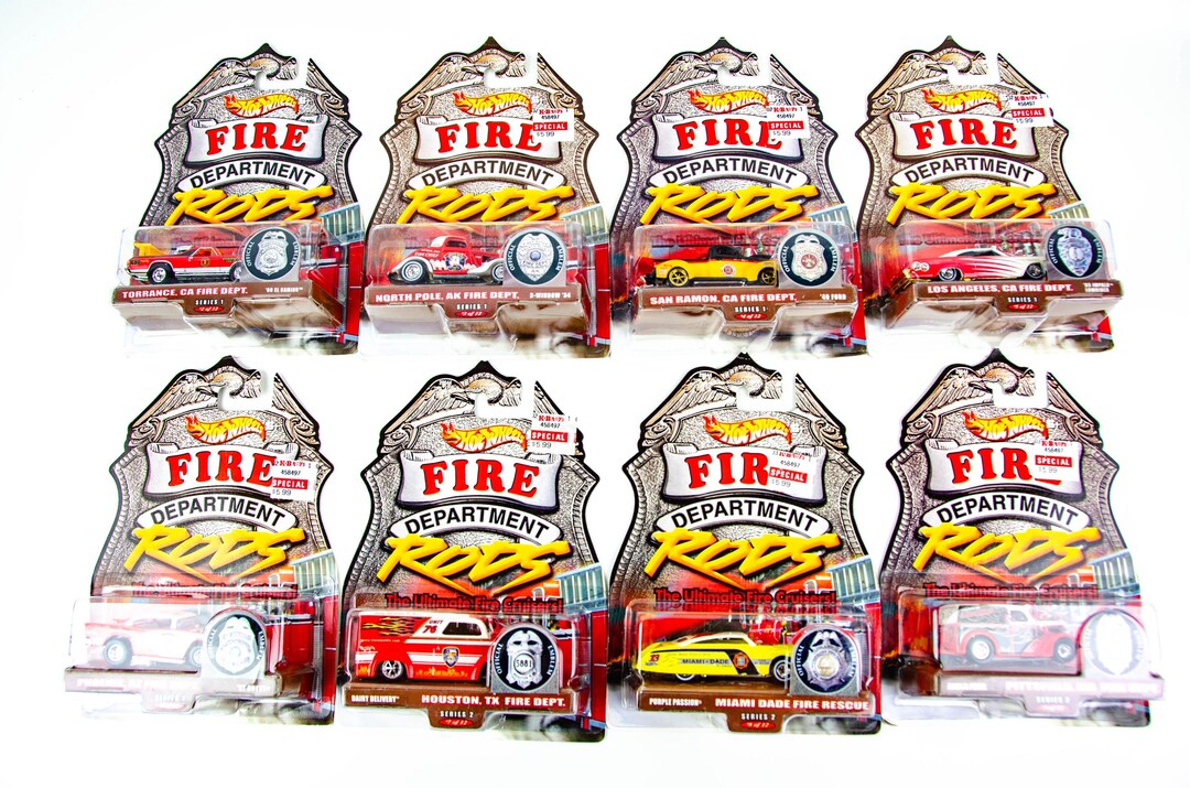 Hot Wheels Fire Department Rods Lot 65 Impala Lowrider 69 El Camino 57 ...
