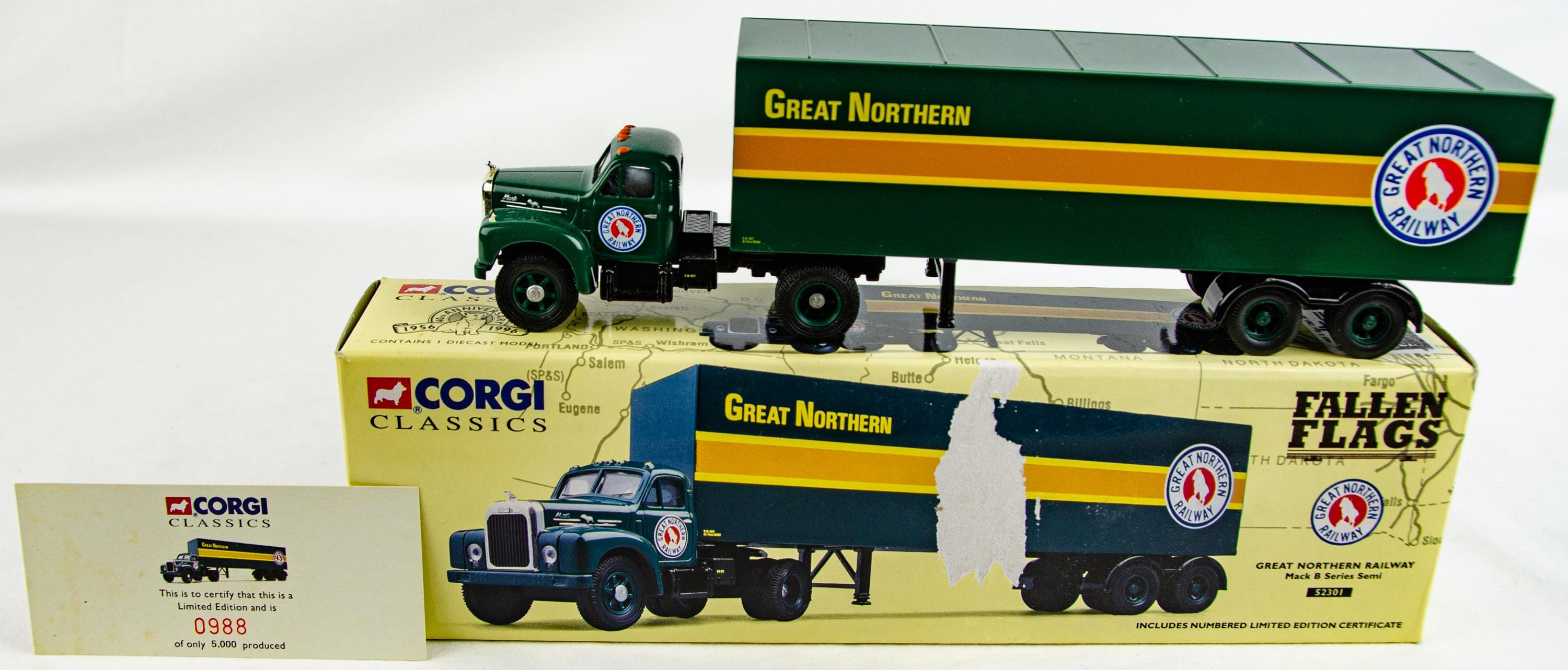 Corgi Fallen Flags 52301 Great Northern Railway Mack B Semi 1:50