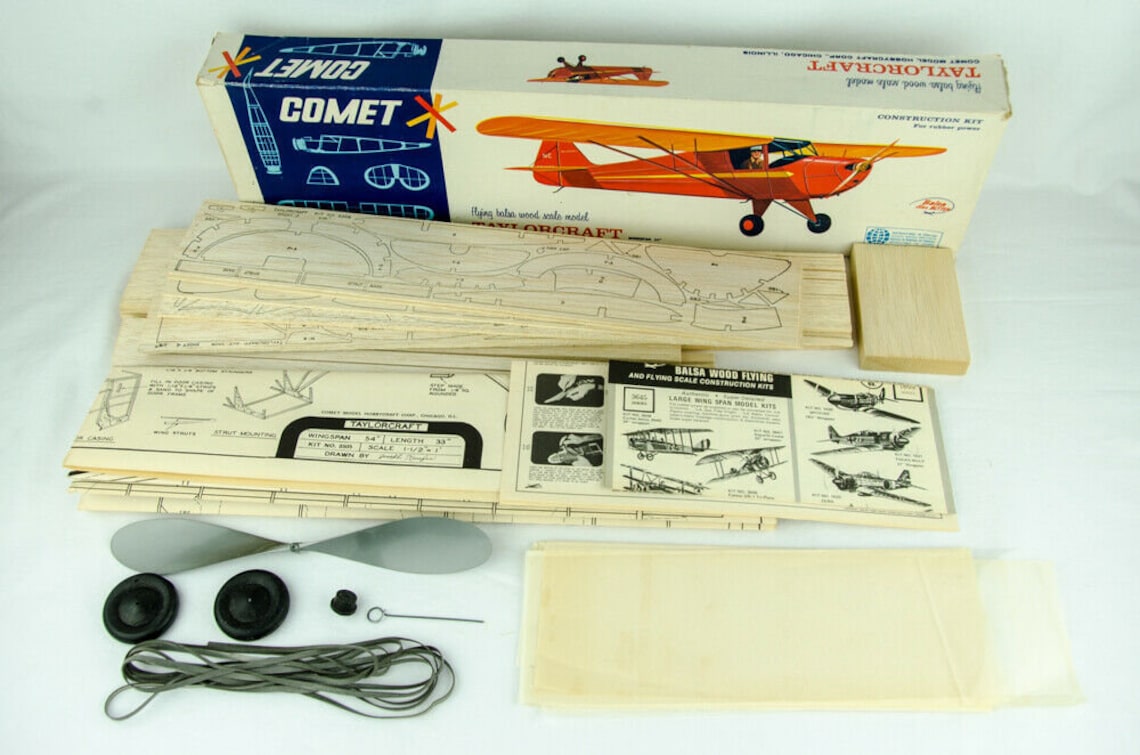 Vintage Model Airplane Kit Lot Comet BuildNFly Taylorcraft Etsy