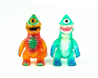 Raro Gargamel Kaiju Mini Zagoran Zokki Japão modificado, lote de 2 figuras