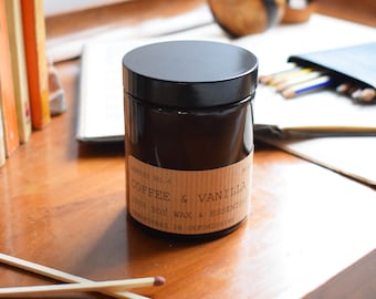 180ml Coffee Vanilla Eco Soy Wax Candle - Sustainable Essential Oil Aromatherapy Gift Plastic Free