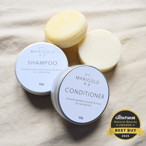 Solid Shampoo And Conditioner Duo bar for normal hair - SLS & SLES free -low ph shampoo - natural haircare - sustainable products