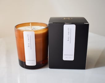 Boy Smell Sandalwood Bergamot Soy Wax Candle - Wellbeing Woody Citrus Relaxing Calming Zero Waste