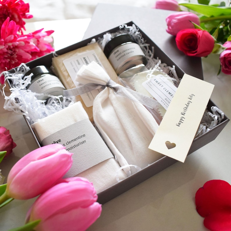 Luxury Organic Letterbox Spa Gift Set with tulips