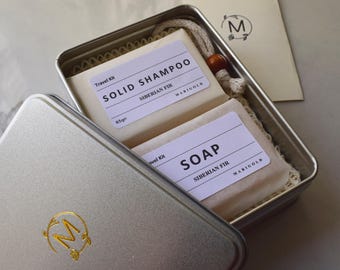Organic Handmade Soap and Solid Shampoo Travel Set – Sandalwood Bergamot Gift
