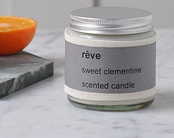 Hand Poured Soy Wax Candle - Sweet Clementine Scented, Essential Oils
