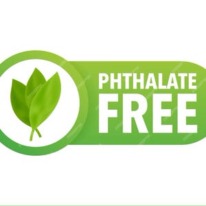 May include: Green and white label with the text "Phthalate Free" and a green leaf icon.