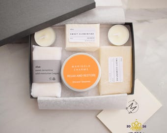 Organic Shower Spa Gift Set – Solid Shampoo, Shower Steamer, Clementine Scent
