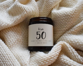 Elegant Personalized Scented Soy Candle: Eco-Friendly 50th Birthday Gift (180ml)