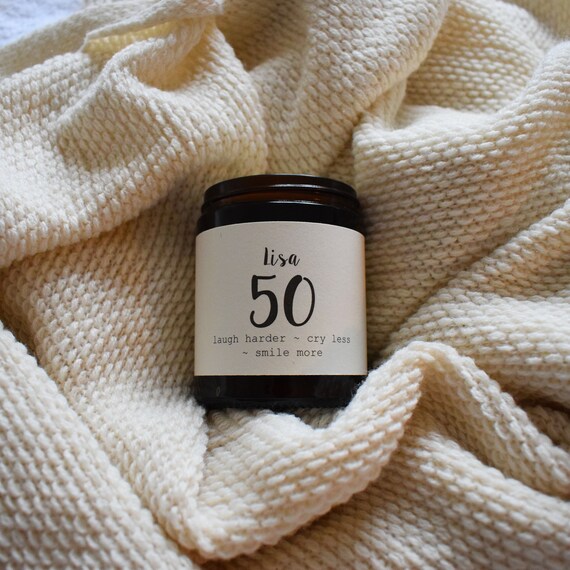 Elegant Personalized Scented Soy Candle: Eco-Friendly 50th Birthday Gift (180ml)