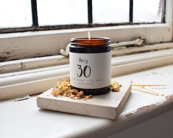 Luxurious Personalised 30th Birthday Scented Soy Candle