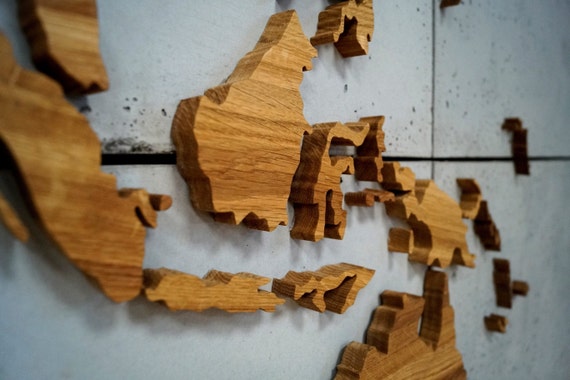 Led Illuminated Wooden World Map, Solid Oak, Wall art decor, 180x90, Gift  for Traveller