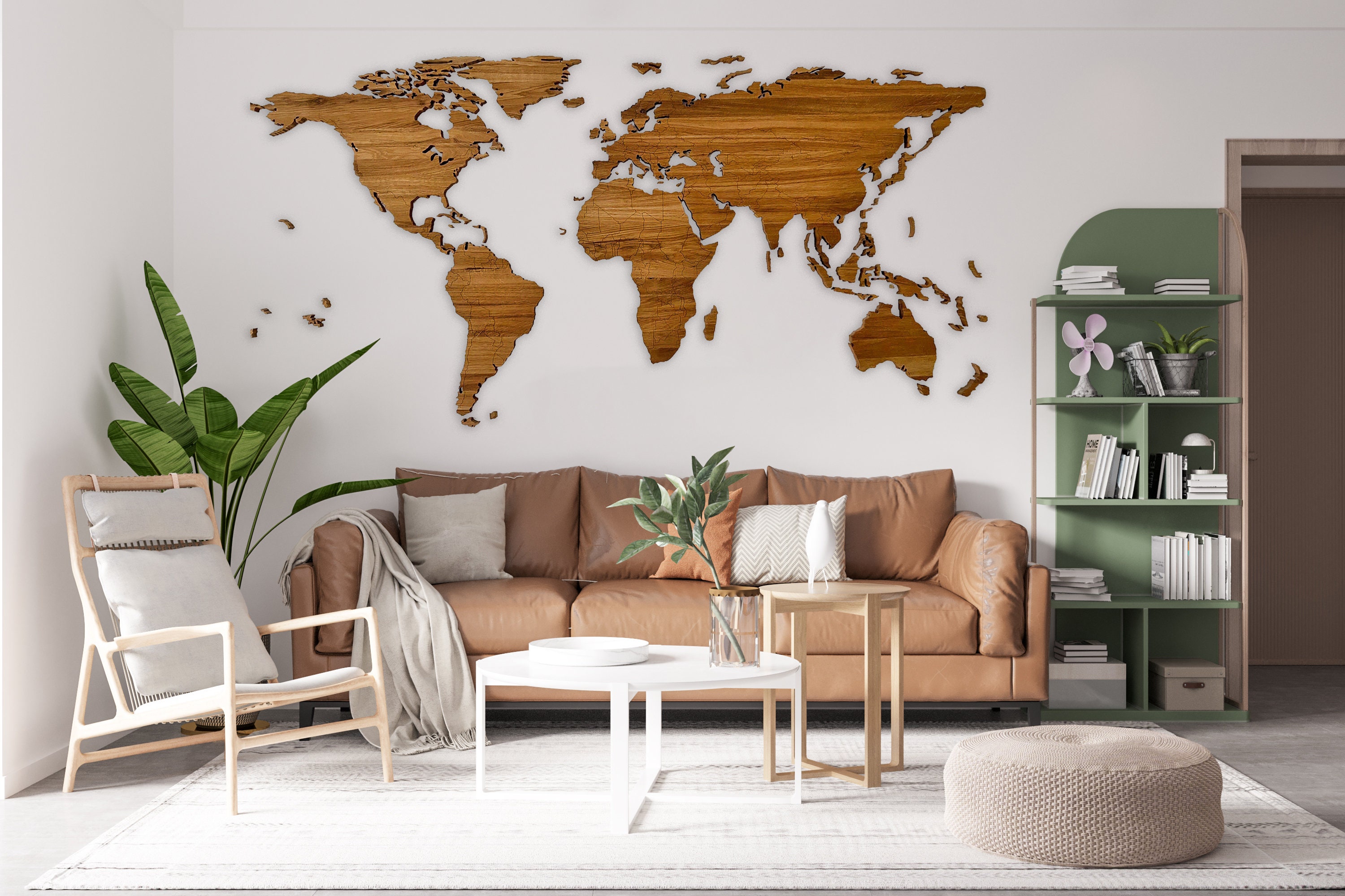 Wooden World LED Map Oak (without Russia) Home Decor Gift 250x150 cm  (98*59in)