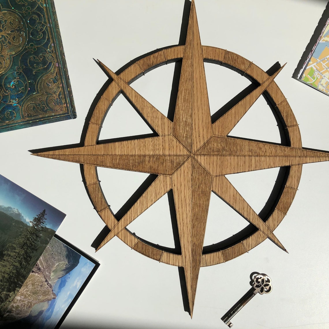 Wooden compass rose rustic wall decor traveller gift Etsy
