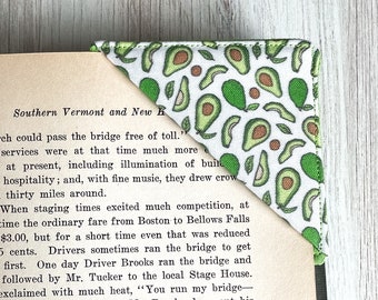 Avocado Fabric Corner Bookmark for the Mamacado Queen Who Loves to Read, Cute Avocado Gift, Page Marker Book Decor, Green Art Accessories