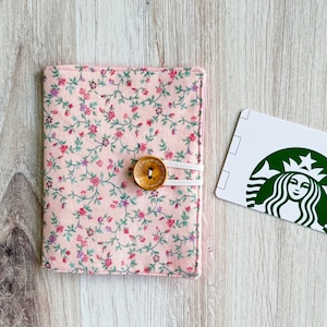 Cartera para tarjetas de regalo con diseño floral rosa, organizador multiusos para tarjetas de crédito, tarjetas de presentación, billetera de tela para adolescentes que necesitan comprar con dificultad