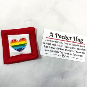 Heart Pocket Hug Token, I Am With You Always Worry Buddy, Coming Out Gift, Rainbow Heart Pocket Pal, Long Distance Relationship Gift for Her image 1