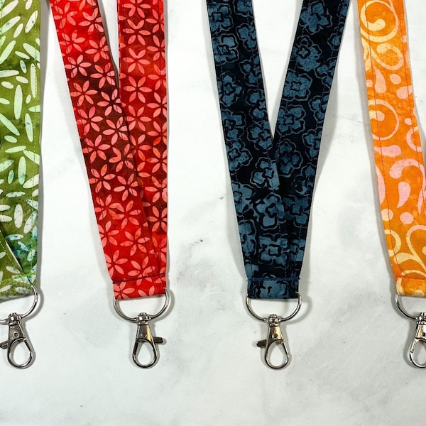 Batik Lanyard, Fabric Breakaway Lanyard, Boho Teacher Lanyard, Breakaway Lanyard for Keys, Pretty Lanyard, Adjustable Lanyard, Cool Lanyard