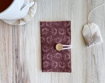 Tea Wallet Travel Storage Idea for Women Tea Lovers, Tea Bag Holder Organizer, Teabag Wallet Caddy, Tea Party Favors, Teapot Fabric Design