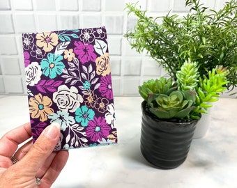 Mini Composition Notebook Cover, Floral Notebook for Women, Small Travel Journal, Reusable Book Covers, Unique Handmade Gift for Mom