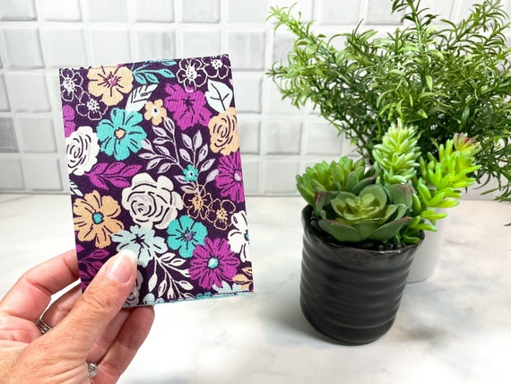 Mini Composition Notebook Cover, Floral Notebook for Women, Small Travel Journal, Reusable Book Covers, Unique Handmade Gift for Mom